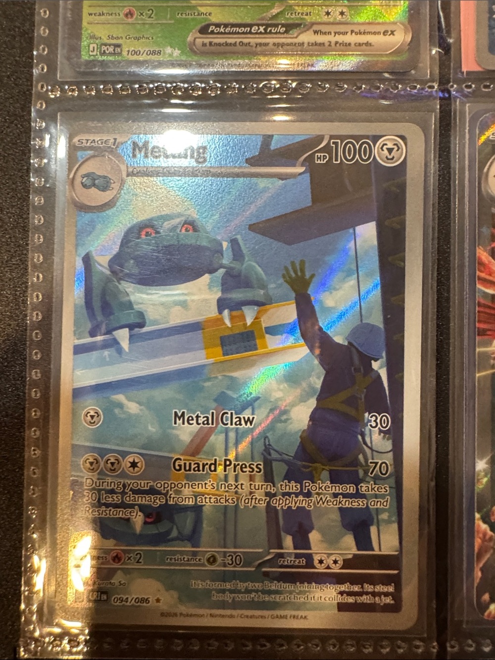 Pokemon Metang Holographic Trading Card - Blue, Silver, Yellow